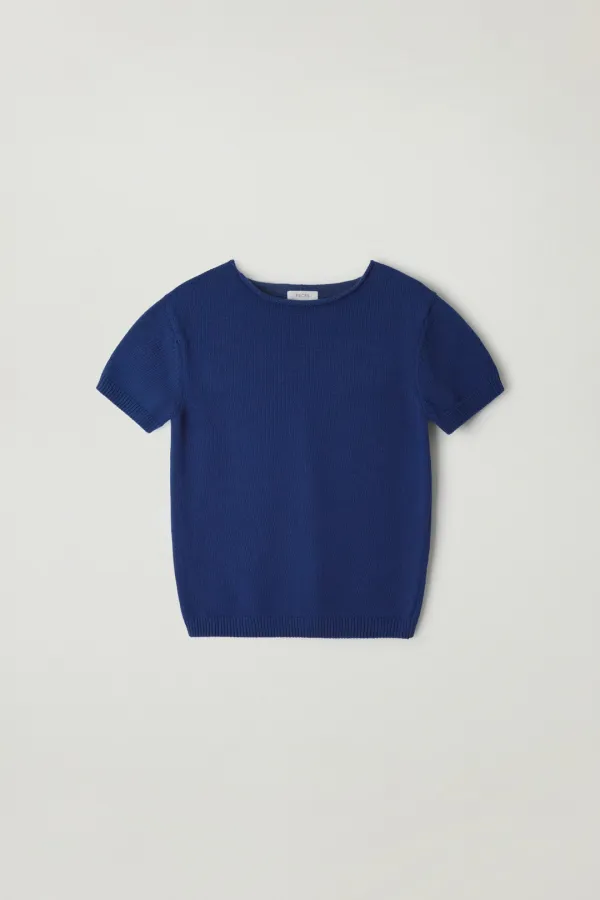 Silhouette cotton knit (Blue)