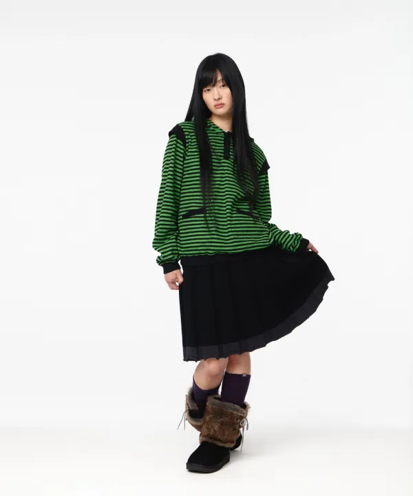 KNIT PLEATS SKIRT BLACK