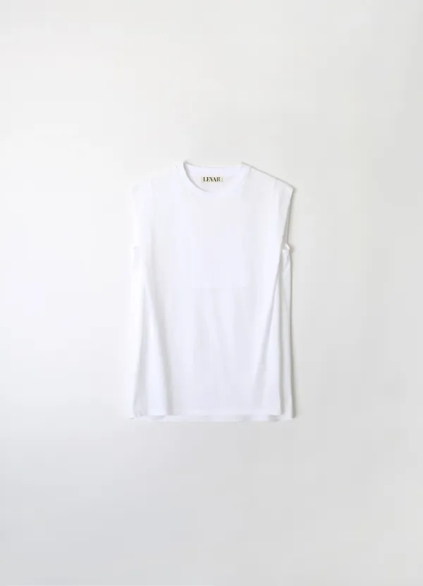 Relaxed Shoulder Sleeveless T-shirt - Off White