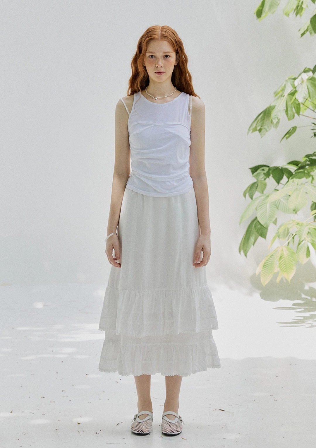 오픈도어 Linen frill skirt Ivory 상품 이미지 2