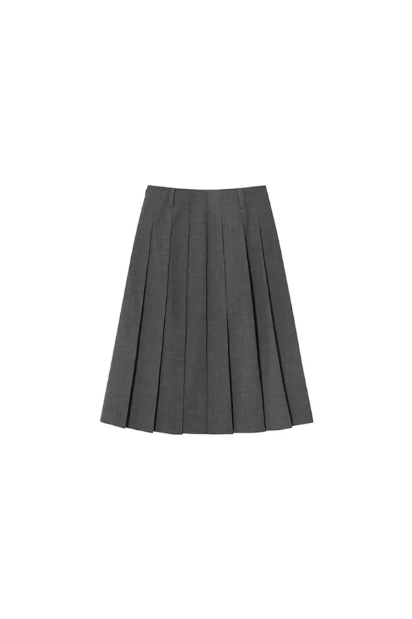 PLEATS MIDI SKIRT [GREY]