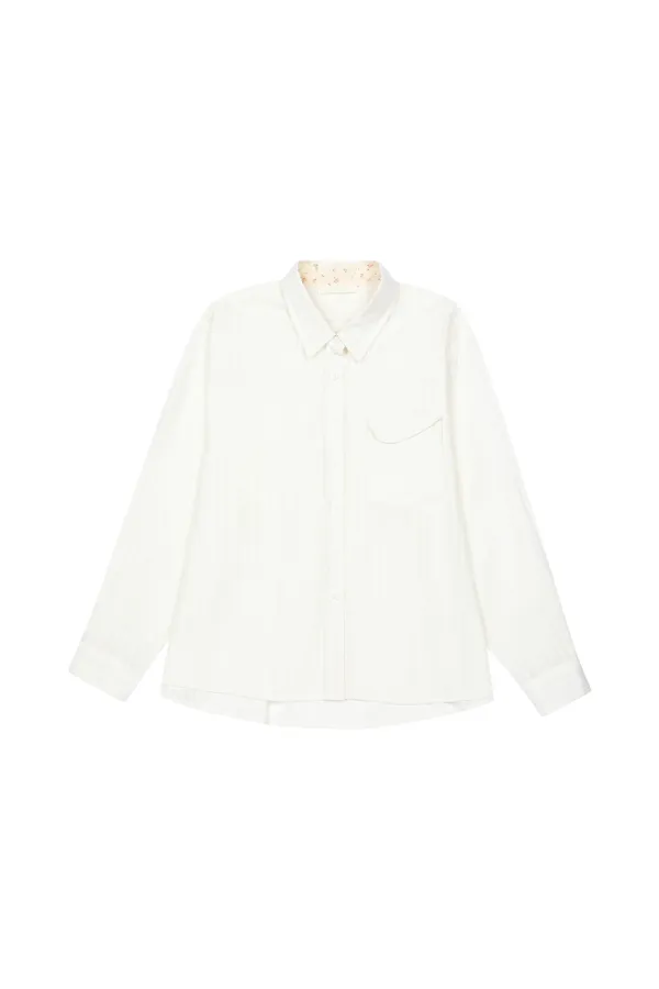 SHEER OVERFIT COTTON SHIRT, WHITE