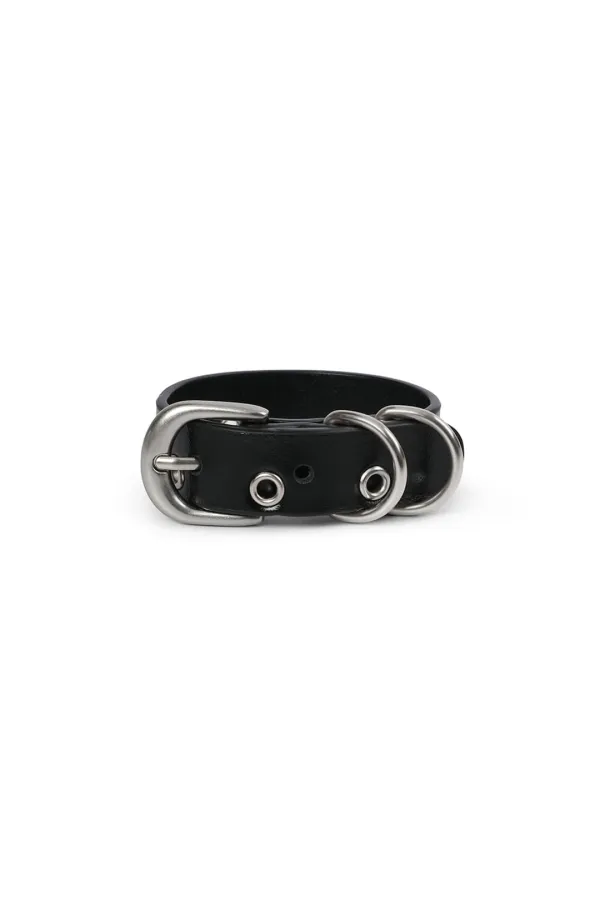 COW LEATHER EYELET BRACELET, BLACK - SUNBURNPROJECT