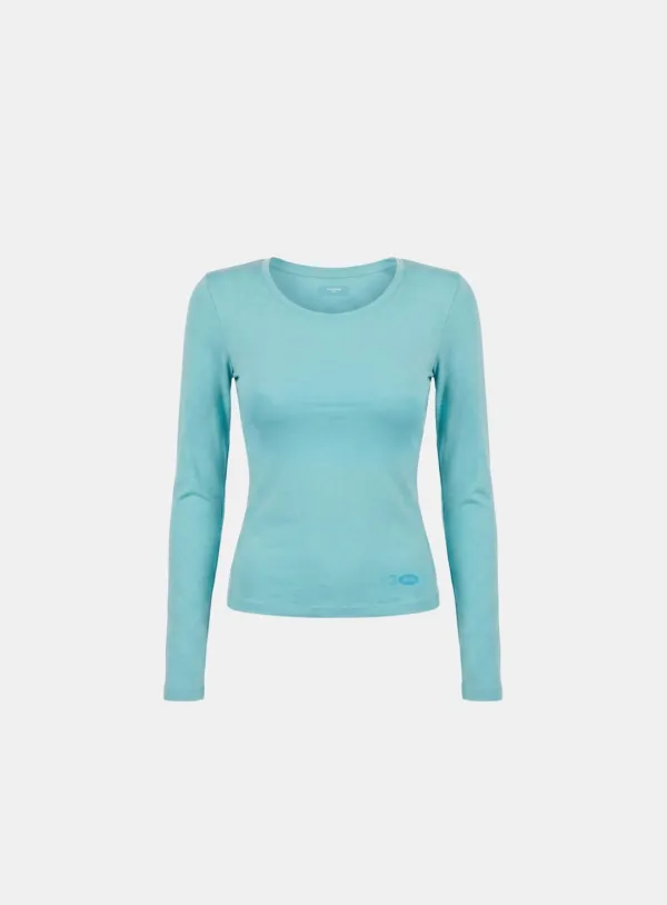 [w-tee26-196] Everyday Scoop Neck Long Sleeve T-Shirt - Mint