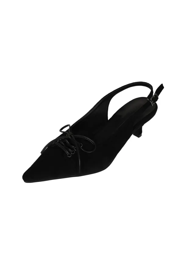 SUEDE EYELET SLINGBACK BLACK