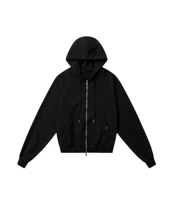 834 PATCHWORK ZIP UP HOODIE (black)