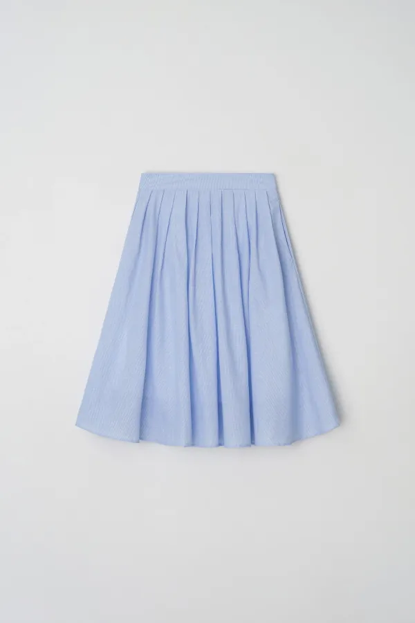miu cotton midi skirt (blue stripped)