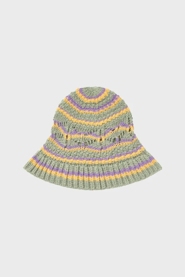 Striped Crochet Beanie (Green)
