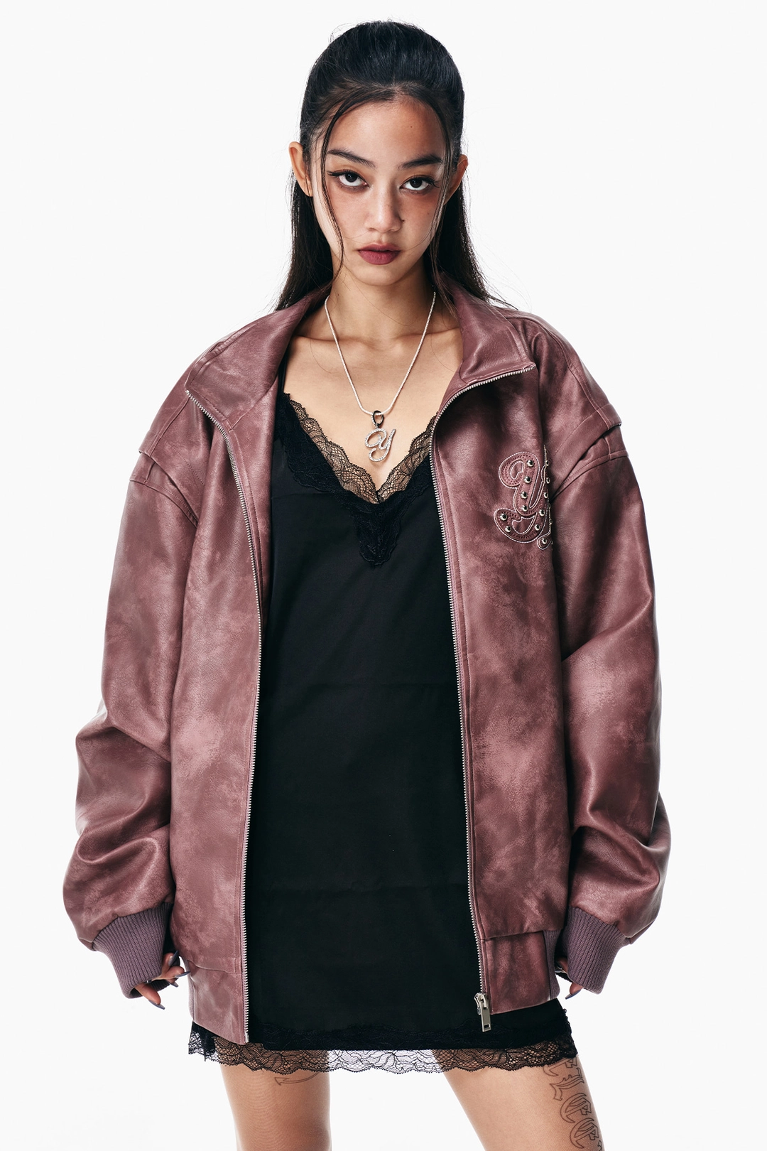 와이이이엘 FAUX LEATHER WINGED JACKET PINK 상품 이미지 2