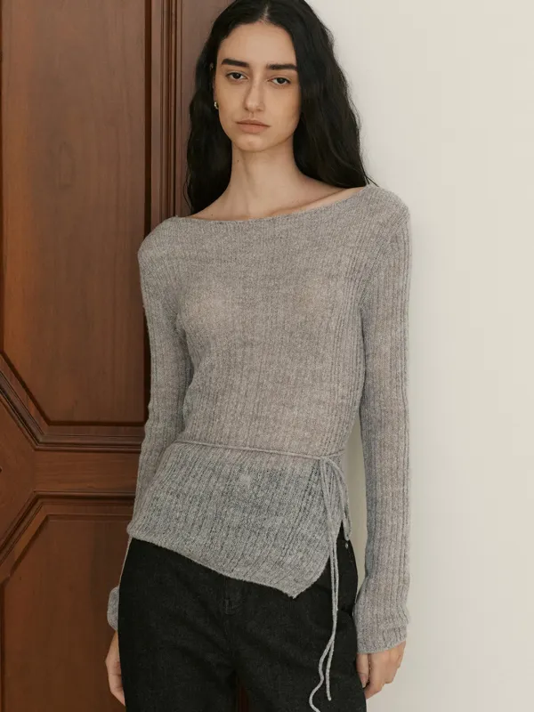 mohair ribbed slit knit (grey) orc 6157