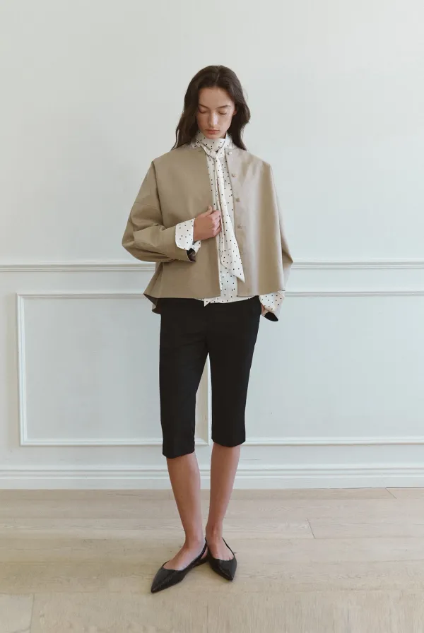 Amelia Modern Trench Jacket (Beige)
