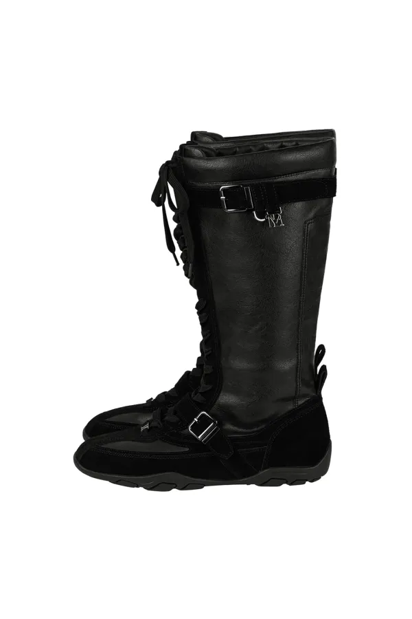 Suede-Panelled Boxing Boots [ Black ]