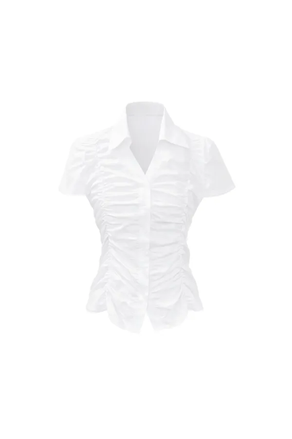 SYLPH SHIRRING SHIRT / WHITE