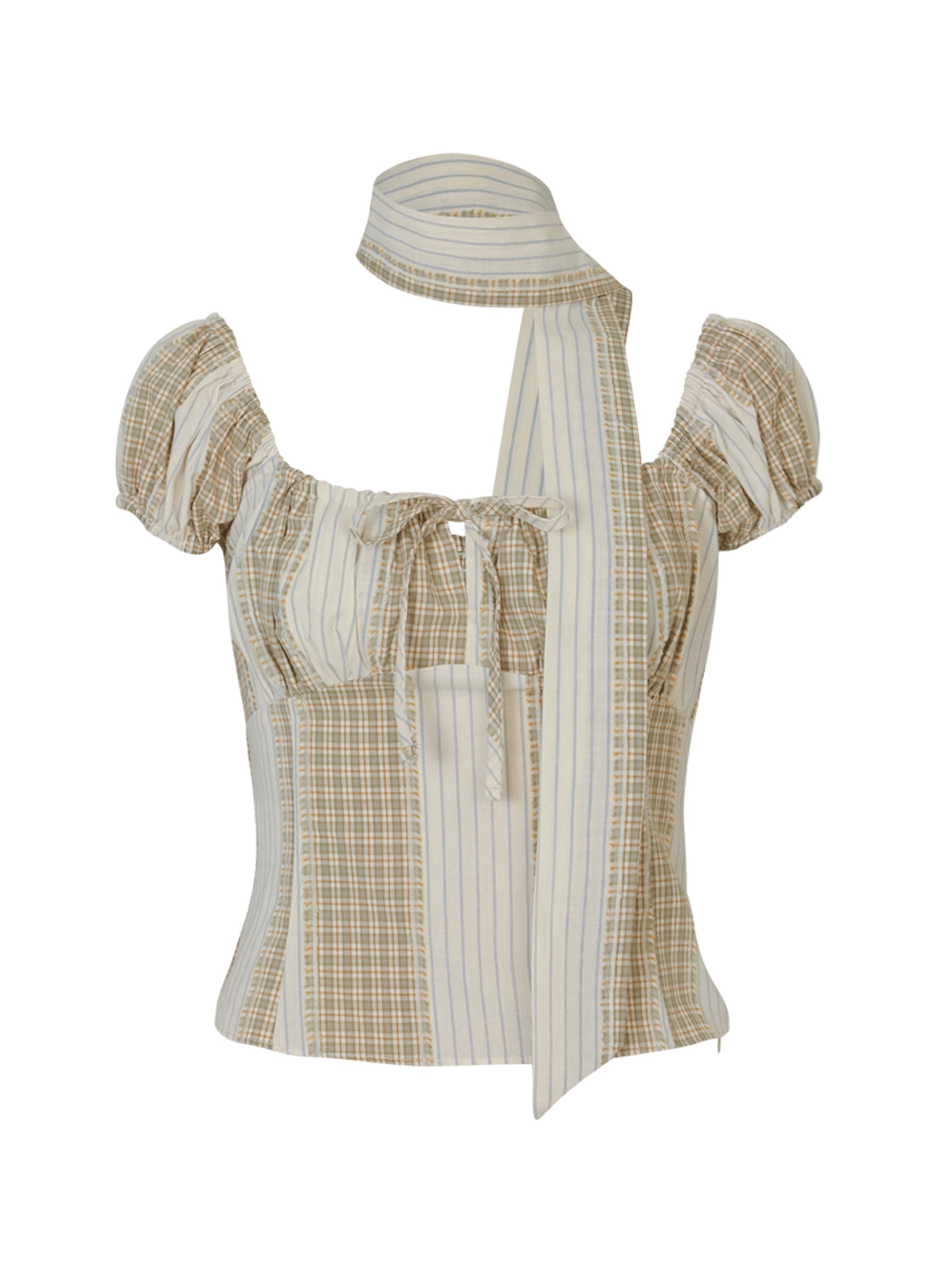 루루서울 [3차] Baby Mushroom Mix Blouse (Scarf Set / Beige) 상품 이미지 3