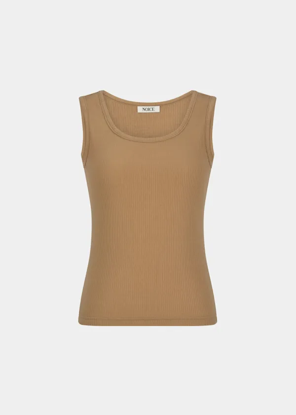 W SILK BLEND SLEEVELESS TOP - BEIGE
