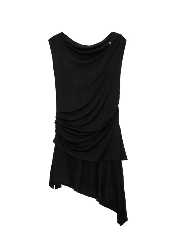 Ruched Soft Jersey One-piece [ Black ]