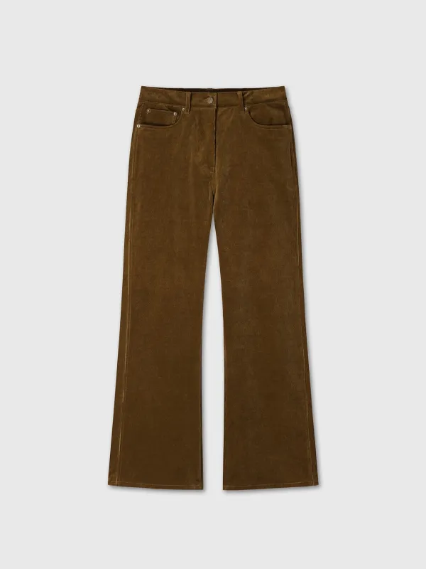 (W) CORDUROY OVERSIZED PANTS_ OLIVE BROWN