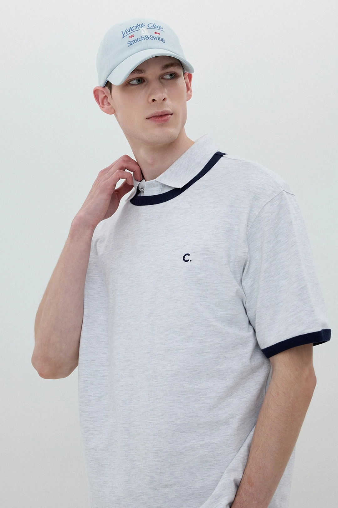 클로브 [25SS clove] Symbol Logo Ringer T-Shirt_Men (Light Grey) 상품 이미지 1