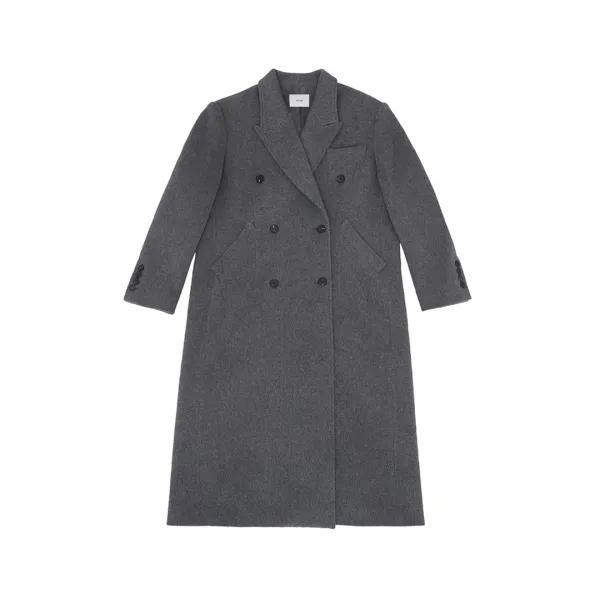 [2nd] Classic Double Long Coat (fuzzy charcoal)