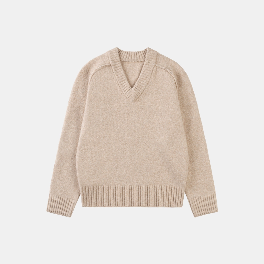 시야쥬 SIKN2170 루즈 핏 브이넥 헤비 니트_Light beige 상품 이미지 3