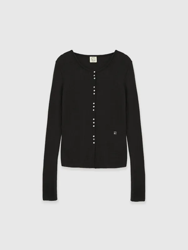 Limited Round Neck Cardigan (Deep Brown)