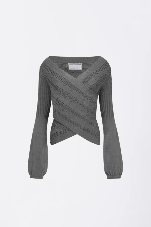 Cable Wrap Shrug Charcoal