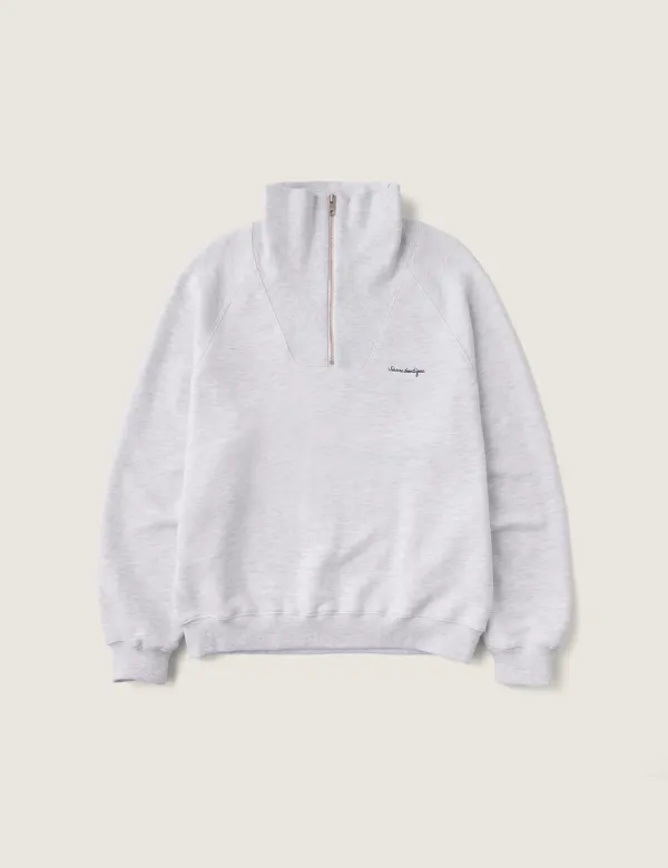 Delma Half Zip-up Sweatshirt (White Melange)