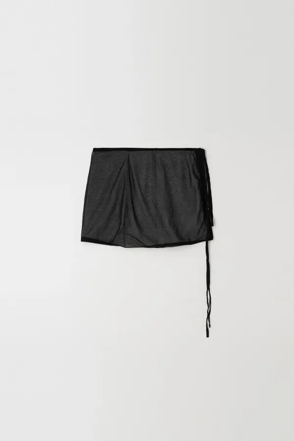 Layered Wrap Knit Skirt (black)