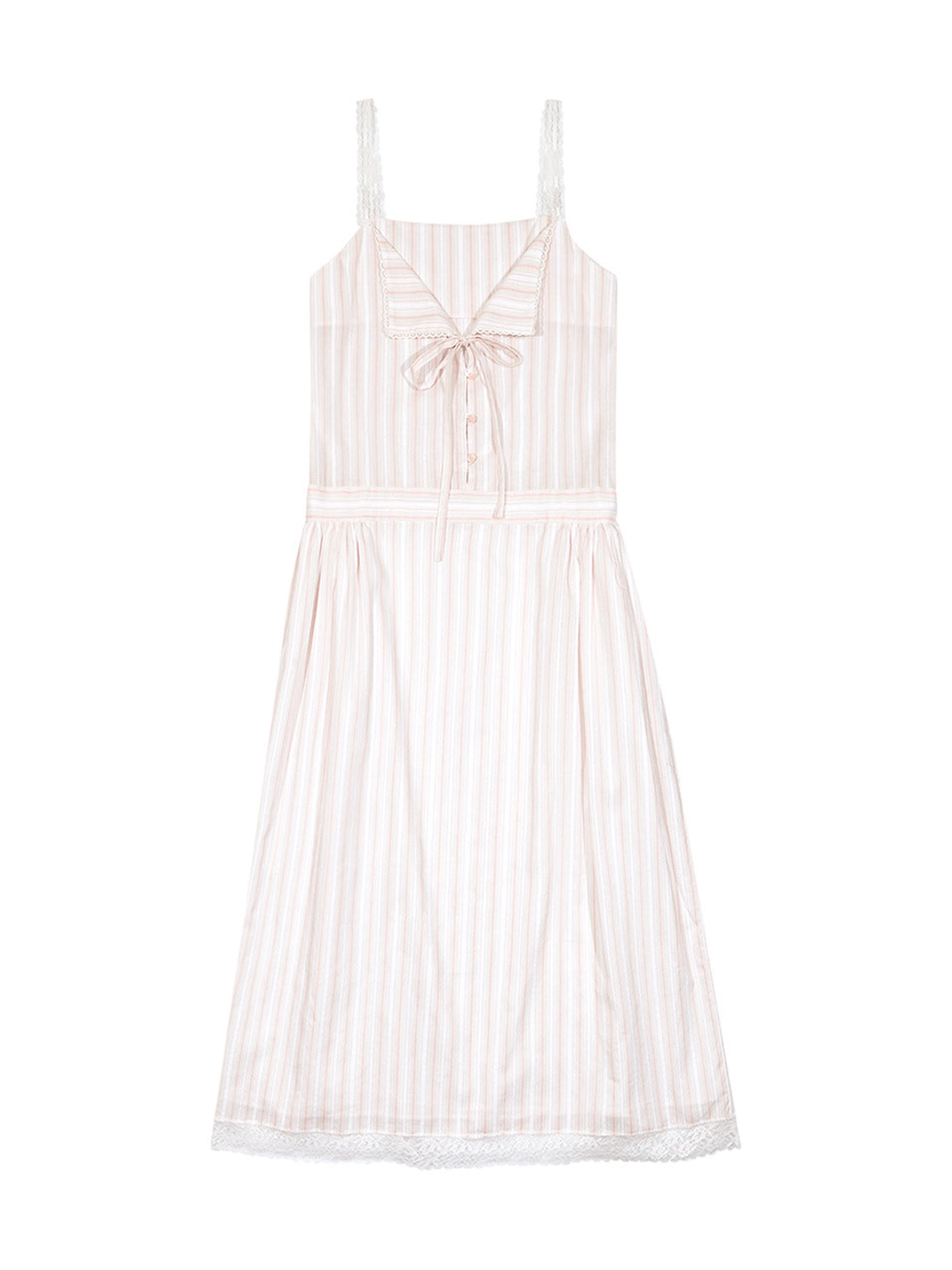 마가린핑거스 LACE STRIPE LONG ONE-PIECE (LIGHT PINK) 상품 이미지 1