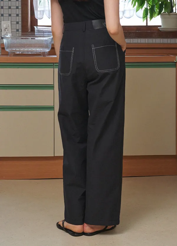  [25-36]  Nina Back Stitch Wide Pants  니나 백 스티치 와이드 팬츠 (여름-봄-데일리룩-데이트룩-기본템-출근룩-캐주얼룩-베이직-유니크-여름코디-와이드팬츠-롱팬츠-핀턱-자체제작) 