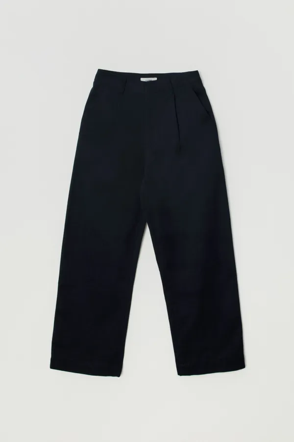 PILEN COTTON PINTUCK PANTS_NAVY