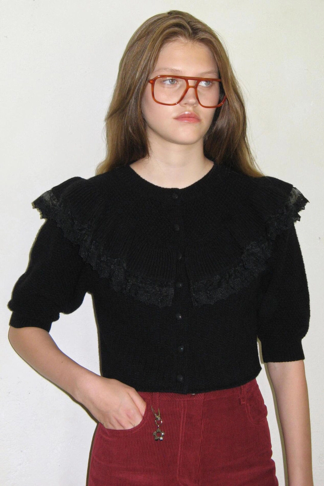시눈 Ruffle Puff Cardigan (Black) 상품 이미지 1
