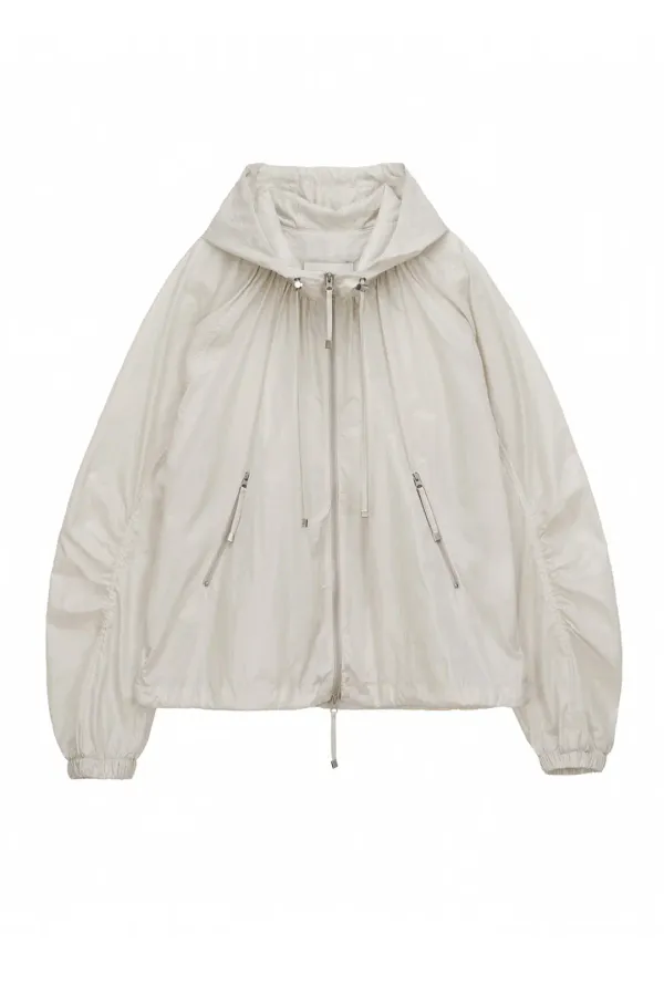 [8TH] LIGHT SHIRRING WINDBREAKER (BEIGE-GREY)