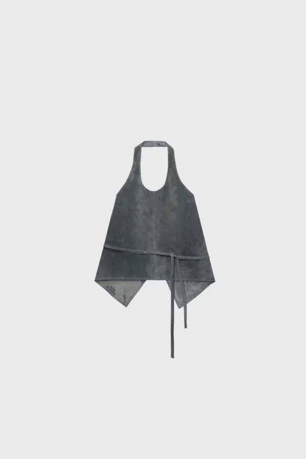 Suede Wrap Apron (Ivory / Gray)