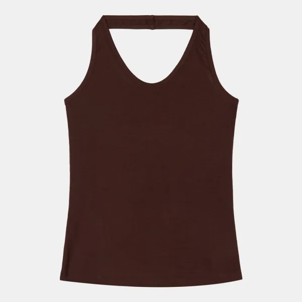 ribbed halter top (brown)