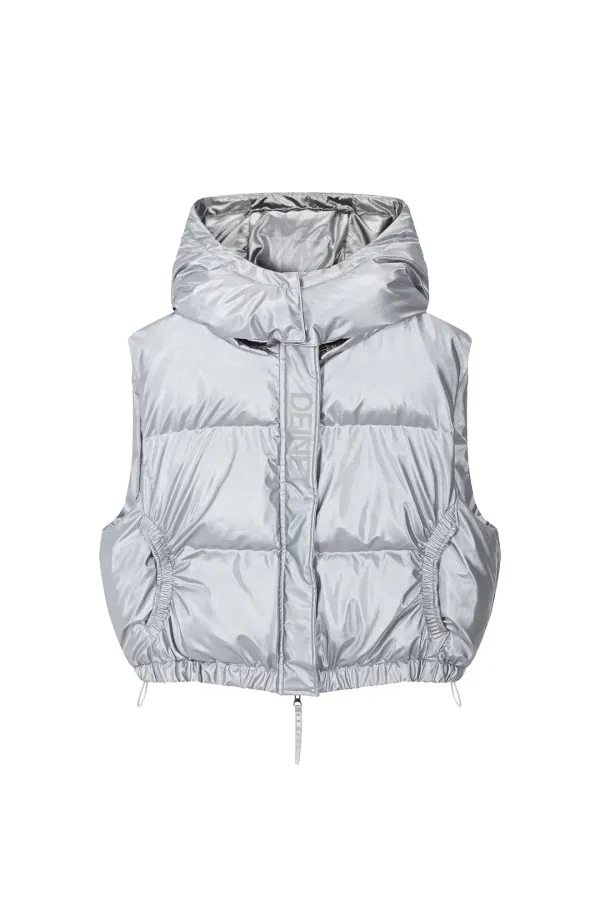 GLOSSY PADDING VEST IN SILVER