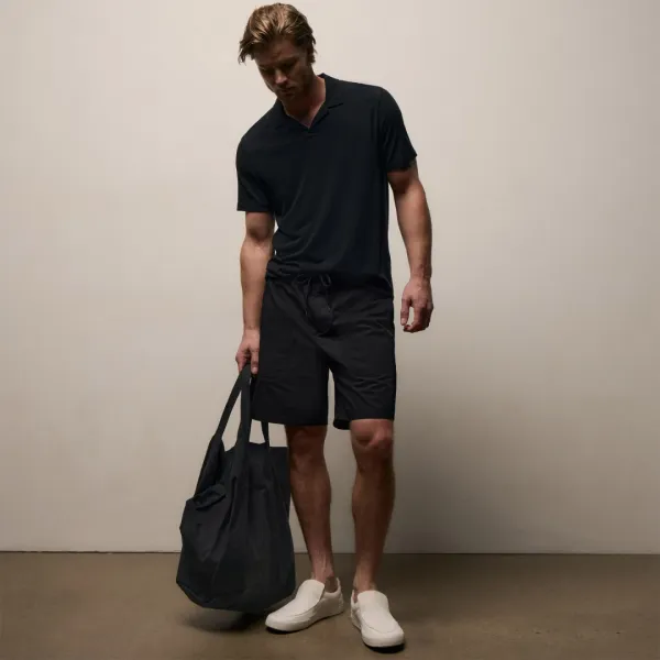 Fine Cotton Twill Patch Pocket Short - Black