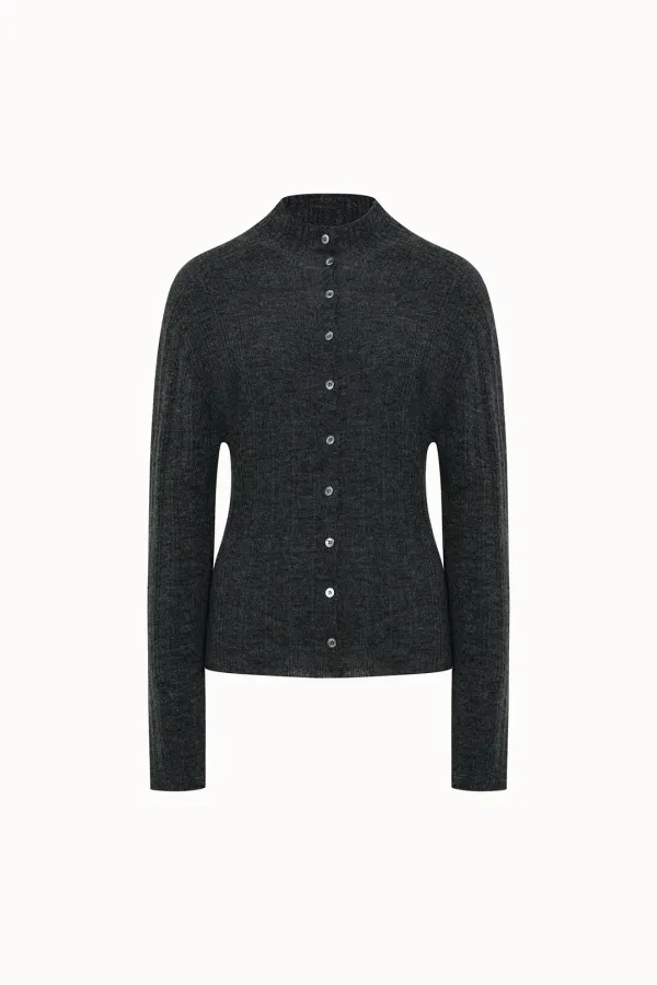 [5차 리오더]Baby Alpaca Holgament Cardigan[LMBDAUKN258]-Charcoal