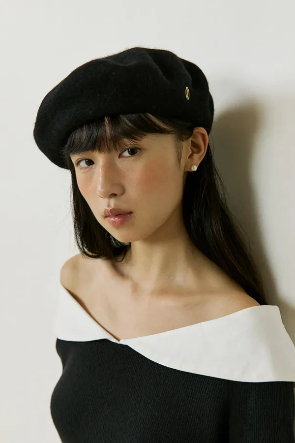 Classic Logo Wool Beret (black)