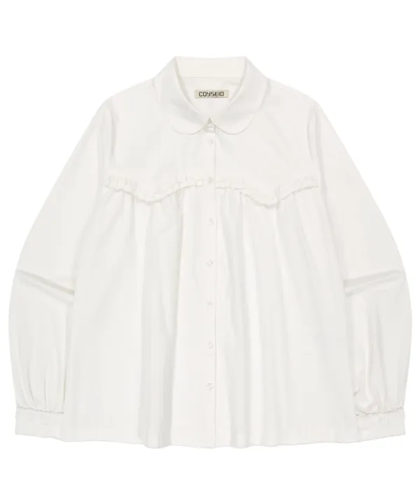ROUGH CUT FRILL SHIRT IVORY