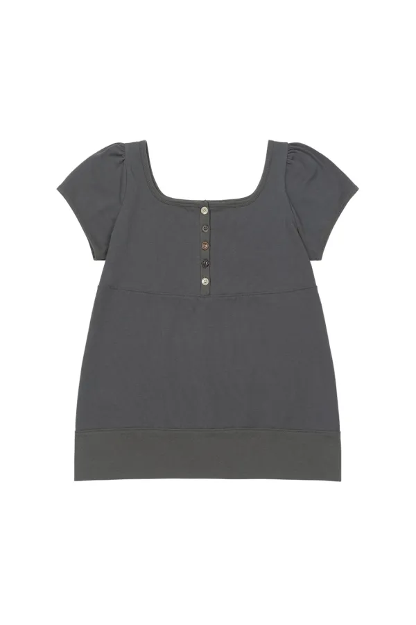 [5/29 예약배송] SQUARE NECK JERSEY BLOUSE, CHARCOAL