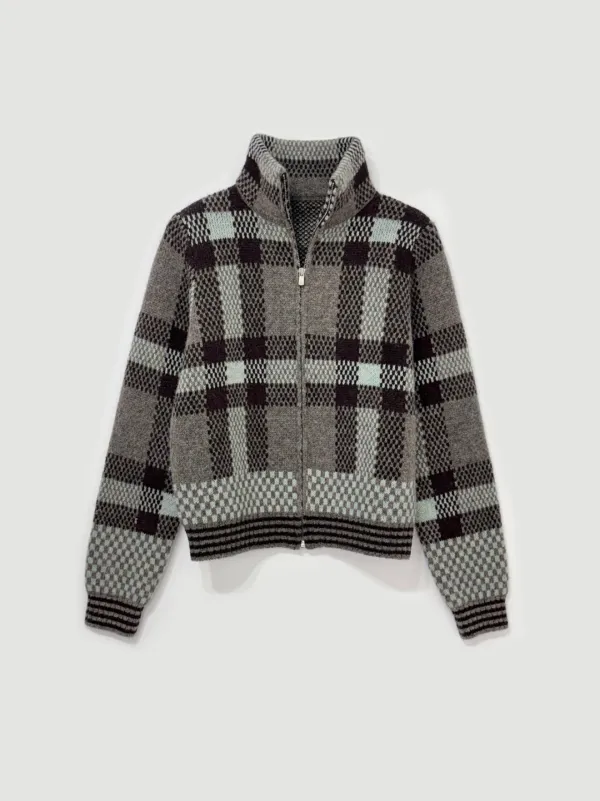 Check zip-up knit (그린)