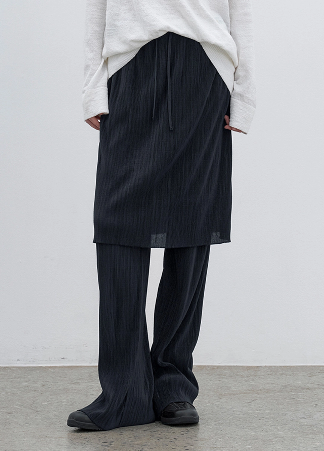 아뜰리에 나인 (PT-5749)PLEATS SKIRT LAYERD BANDING PANTS 상품 이미지 1