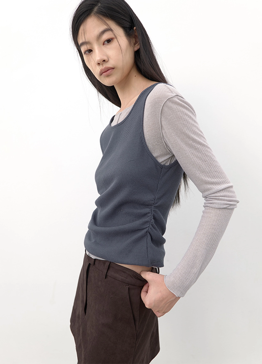 아뜰리에 나인 (T-7284)AN LAYERED BOAT NECK COMBO TEE S 상품 이미지 2