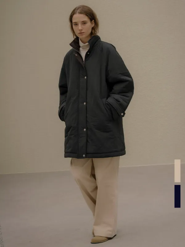 High-neck half puffer jacket [KNFW05JP05]_[2color]