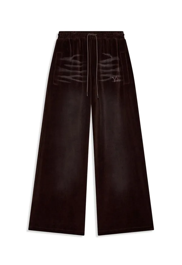 VELOUR WIDE SWEATPANTS, BROWN