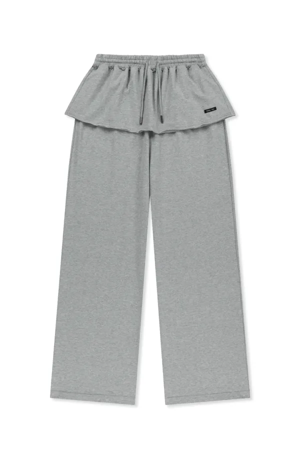 LAYERED SKIRT JERSEY PANTS IN GREY
