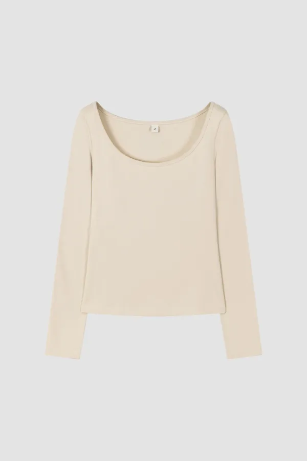 SCOOP NECK T-SHIRT_CREAM