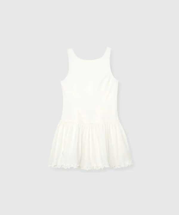 Backless frill dress (White)