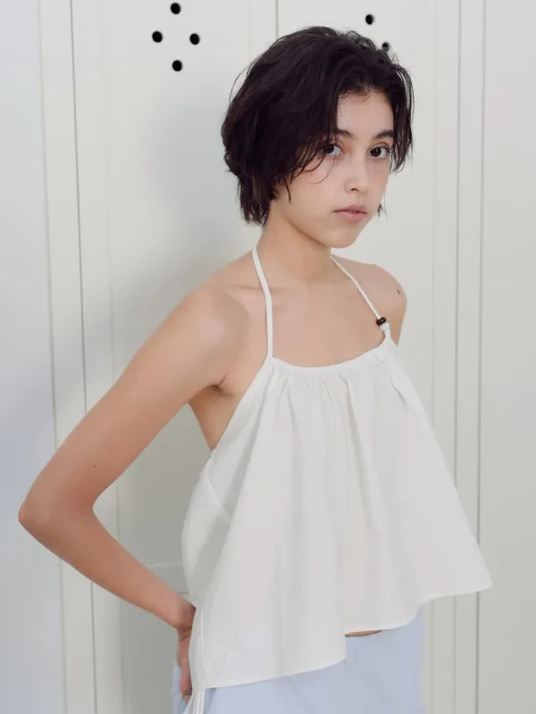 Halterneck bead blouse_white